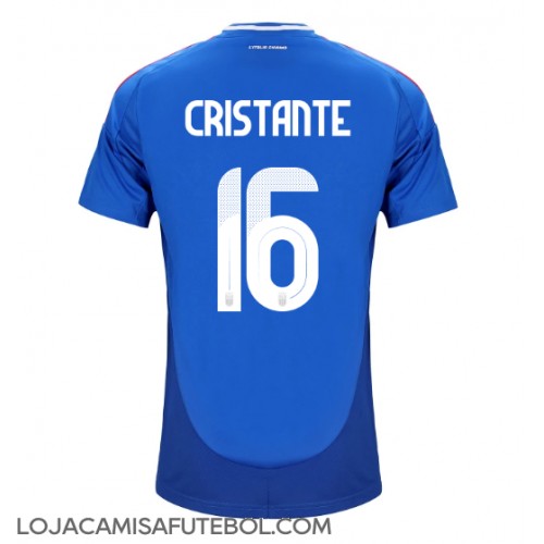 Camisa de Futebol Itália Bryan Cristante #16 Equipamento Principal Europeu 2024 Manga Curta